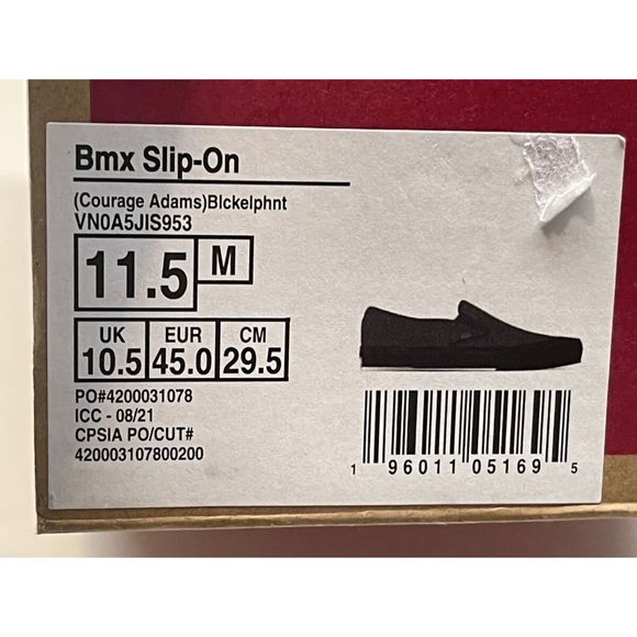 Vans Slip On Sneakers BMX Courage Adam’s Men’s Size 11.5 Black New - Picture 11 of 11